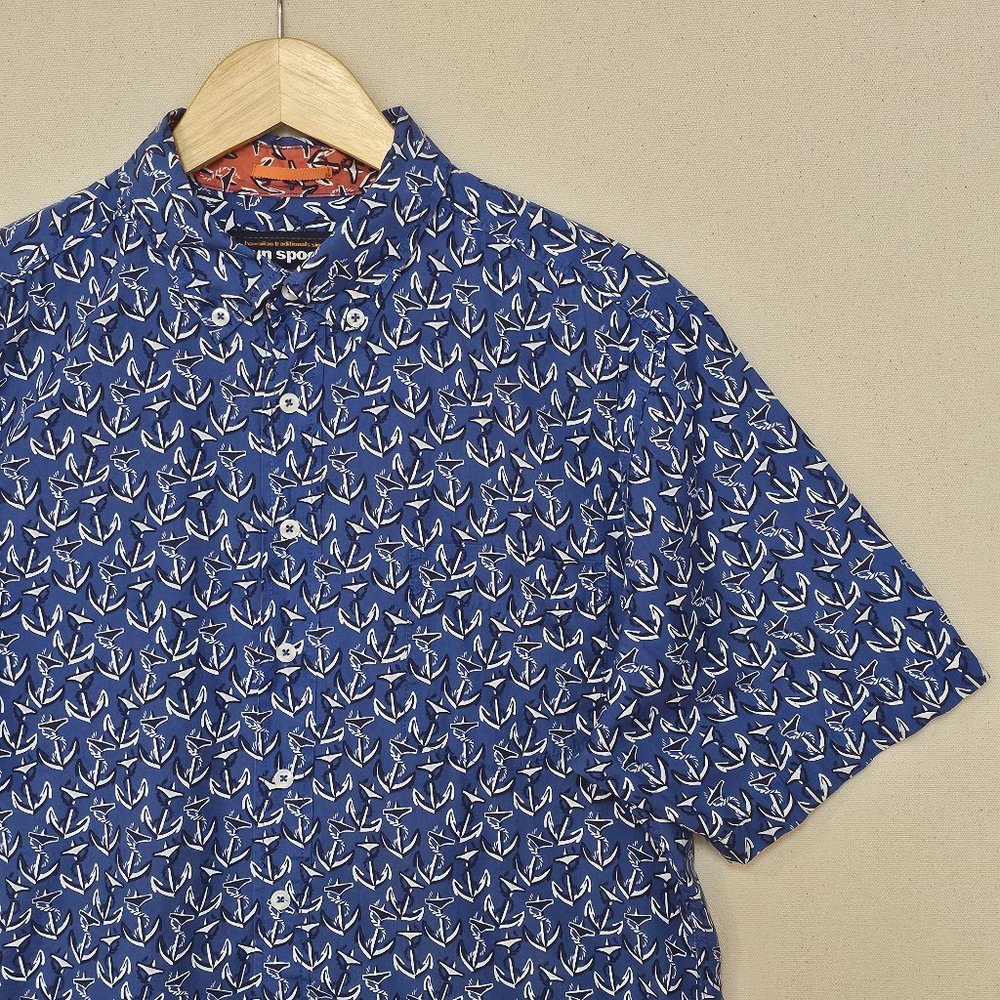 Reyn Spooner Short Sleeve Anchors Button Down M